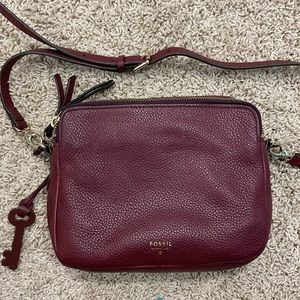 Authentic Fossil Sydney Burgundy Crossbody Bag